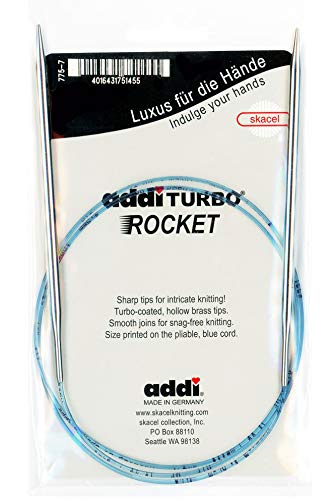 addi Knitting Needle Circular Turbo Rocket Lace Skacel Exclusive Blue Cord 24 inch (60cm) Size US 06 (4.0mm) - size: US 6 / 4mm