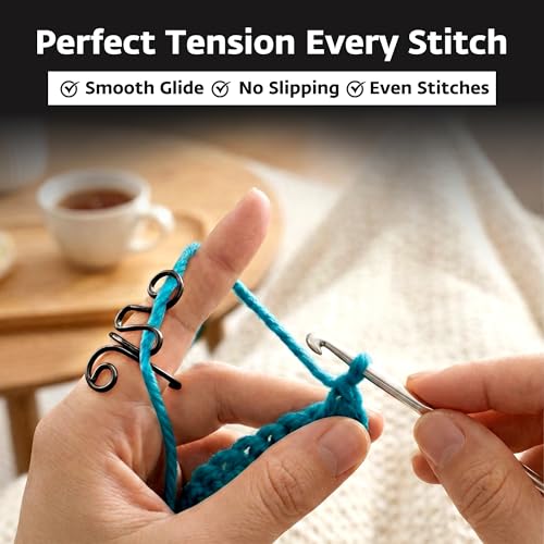Crochet Tension Ring, Adjustable Crochet Ring for Finger, Works to Loop Yarn, Crochet Accessories, Crochet Supplies, Crochet Hooks, Gift, Resizeable, 1 Count (Black) - color: Black