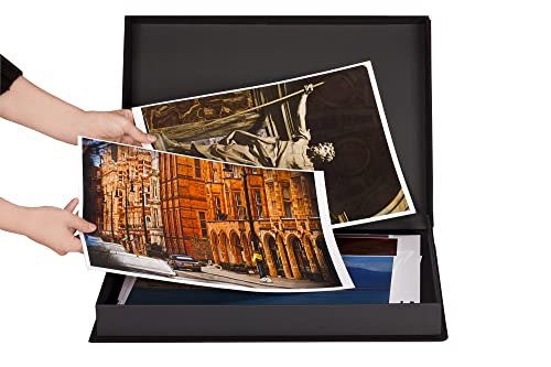 HG Art Concepts Art Photo Storage Box Eternity Archival Clamshell Box for Storing Artwork, Photos & Documents Deluxe Acid-Free Sturdy & Lined with Archival Paper - [Black - 13" x 19"] - size: 13" x 19"