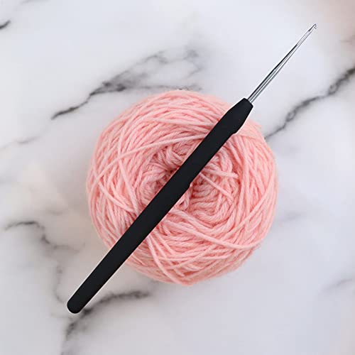 KnitPro Steel Single-Ended Crochet Hook with Black Soft Handle | 0.75 mm - size: 0.75 mm