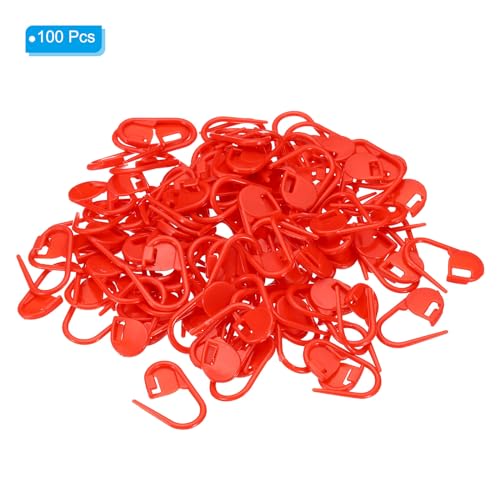 PATIKIL Crochet Stitch Markers, 100 Pack Plastic Knitting Markers Locking Stitch Marker for Sewing Crocheting DIY Craft, Red - color: Red