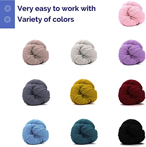 Revolution Fibers | Premium Super Bulky Wool Yarn | 100-Grams of 100% Wool Yarn Chunky Weight, Thick Wool for Knitting, Crochet, Baby Blanket, Dyed, Felting, Weaving (Natural Gray) - color: Natural Gray