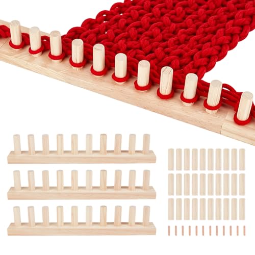 PH PandaHall 47 Inch Chunky Blanket Loom Knitting Kit, Adjustable Size Hand Knitting Kit DIY Wooden Weaving Blanket Maker Yarn Crochet Loom Frame for DIY Hand Yarn Crafts Beginner