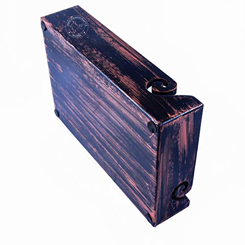 Solid Handmade Crafted Wooden Portable Antique Yarn Storage Bowl Tray - Holder for Knitting Crochet Hook Accessories - Multipurpose Organiser (Copper Black, 12" x 8" x 2.5") - color: Copper Black