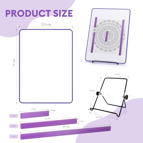 BABYSHEEP Knitting Pattern Holder with 8 Replacement Magnets & Velcro | Knitting Chart Keeper Magnetic Board Cross Stitch Supplies for Crochet 12.3*8.9inches (Purple-Velcro) - color: Purple-velcro