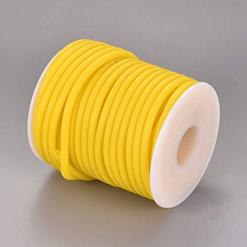 Beadthoven 3mm Hollow Pipe Rubber Tube Cords, 27Yards Barber Cord for Knitting Stitch Holder, Tubing Rubber Cord with Spool for Bracelet Jewelry Making DIY Crafts 1.5mm Hole - Gold - color: Gold, size: 3mm