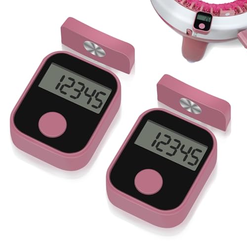 Knitting Machine Counter, Row Counter for Circular Knitting Machine, Attachable Magnetic Suitable for 32/40/48 Needle Row Digital Counter (2PCS) - color: Pink-2PCS