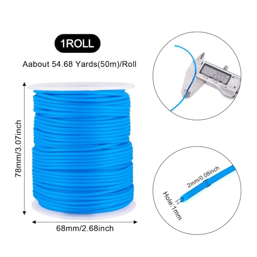 Beadthoven 2mm Hollow Pipe Rubber Tube Cords, 54.68Yards Barber Cord for Knitting Stitch Holder, Tubing Rubber Cord with Spool for Bracelet Jewelry Making DIY Crafts 1mm Hole - Dodger Blue - color: Dodger Blue, size: 2mm