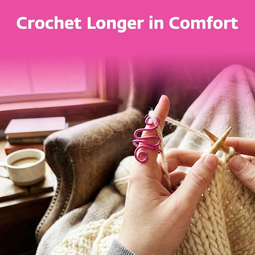 Crochet Tension Ring, Adjustable Crochet Ring for Finger, Works to Loop Yarn, Crochet Accessories, Crochet Supplies, Crochet Hooks, Gift, Resizeable, 1 Count (Pink) - color: Pink