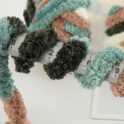 MABOZOO Tie Dye Chunky Yarn for Crocheting 8 Pack,Fluffy Jumbo Chenille Yarn,Soft Plush Yarn Bulky,Giant Thick Fuzzy Yarn for Hand Knitting or Arm Knitting,Green Multi (26 yds,8 oz Each Skein) - color: Olive,Orange,White