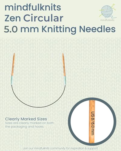 mindfulknits Zen Circular Knitting Needles - US 8, 5mm -16 Inch Length - Premium Beech Wood with Ombre Glossy Finish - Smooth Glide for All Projects - Green - size: 5mm Green