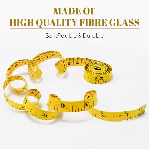 Tape Measure Soft Seamstress Cloth Tailor Body Measuring Tape for Sewing | Fabric Body Measuring Tape Yellow Tape Measure Seamstress Tape Measurement 60-inch Craft Vinyl Tailor Ruler for Weight Loss