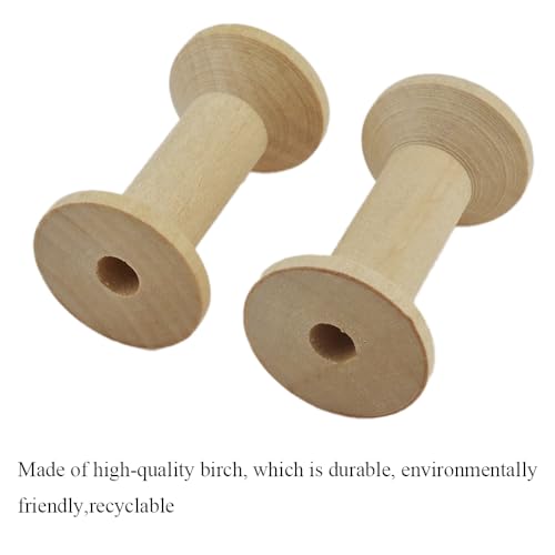HAHIYO 2.36Inch/6cm 4PCs Natural Wood Unfinished Wooden Empty Thread Spool Smooth Wire Weaving Bobbin Textile Bobbin Rotatable Spool for Crafts DIY Art Education - color: Wood Color, size: 2.36Inch-4P