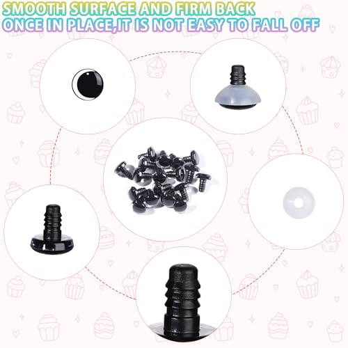 MUCUNNIA 100PCS 12mm Moon Safety Eyes for Crocheting with Washers Clear Safety Eyes for Amigurumi 3D Moon Crochet Eyes Doll Eyes for Animals Teddy Bear Crochet Toy Christmas Decorations - size: 12mm