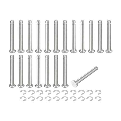 uxcell 20Set M3x25mm 304 Stainless Steel Cylindrical Shaft Snap Ring Locating Pin, Flat Head Grooved Hinge Cylinder Position Pin with E Clip Retaining Ring, Silver - size: M3x25mm