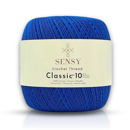 S Sensy Classic Size 10- Mercerized Giza Cotton #0 Lace Yarn Blue 618 Yards - color: Blue, size: 1 Skein