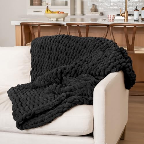 10 Pack Black Fuzzy Chunky Yarn for Hand Knitting, Bulky Thick Fluffy Chenille Yarn for Crocheting, 240yds/70.5oz Jumbo Crochet Yarns, Soft Chunky Knit Blanket Yarn for Crochet - color: 10 Black