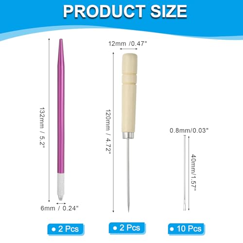 PATIKIL Doll Hair Rooting Holders Kit, 0.8mm Doll Hair Rerooting Knitting Needles with Wood Awls Crochet Hooks Doll Wig Tool for Doll Hair Making Supplies DIY Crafts, Purple - color: Purple, size: 0.8mm