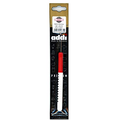 addi Skacel Comfort Grip 6 Inch US F (4.00mm) Crochet Hook | Comfortable, Ergonomic Grip, Smooth Brushed Metal Tip, Color-Code Handle, 10 Colorful Stitch Markers - size: Size-US-F-(4.00mm)
