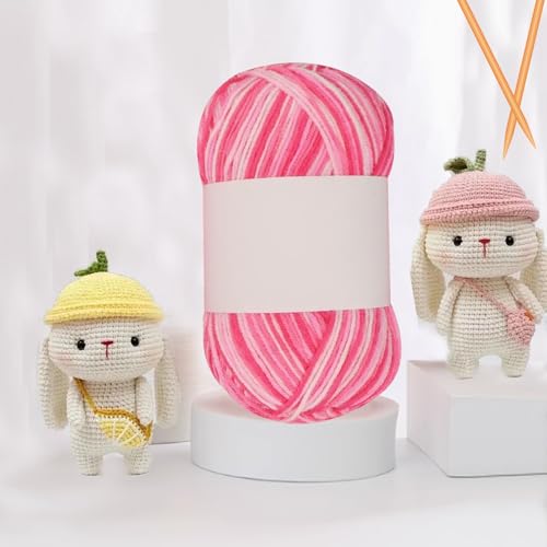 Threads for Knitting Yarn Crochet Yarn Rainbow for Crocheting Knitting Projects(Cherry Blossom) - color: Cherry Blossom