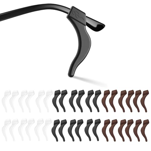 SMARTTOP Eyeglass Ear Grip -Soft Comfortable Anti-slip Holder, Silicone Ear Hook, Eye glass Temple Tips Sleeve Retainer for Sports Glasses, Sunglasses Presbyopia Reading Glasses - color: Black+white+brown