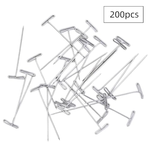 200PCS 1.5 Inch Silver Stainless Steel T-Pins, Universal Straight Pins for Wig Styling, Sewing, Quilting, Knitting Blocking, Craft & Office Decoration - color: Silver, size: 1.5in-200pcs
