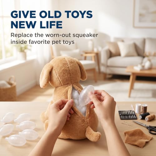 GANPUB 10Pcs Squeaky Noise Maker Bb Squeakers Squeakers Repair Fix Insert Replacement Plastic Dog Cat Parrot Bird Rabbit DIY Toys Accessories Squeakers for Dog Squeaky Toys, Transparent