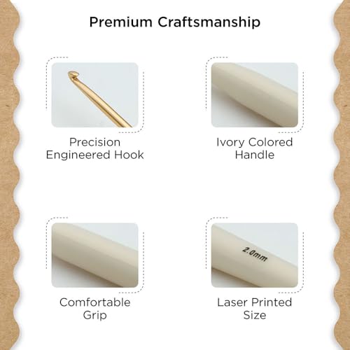 Knitter’s Pride Pearl Single-Ended Aluminum Crochet Hook - 2.00mm - size: 2.00 mm