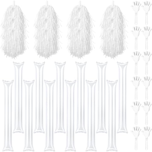 36 Pcs Cheerleading Pom Poms Thunder Sticks and Hand Clappers - color: white