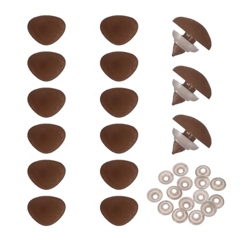 MECCANIXITY 15 Sets Safety Noses, 15 mm Safety Eyes and Noses with Washers for Crochet Animals Plush Bear Doll Making Supplies Accessories, Brown - color: Brown