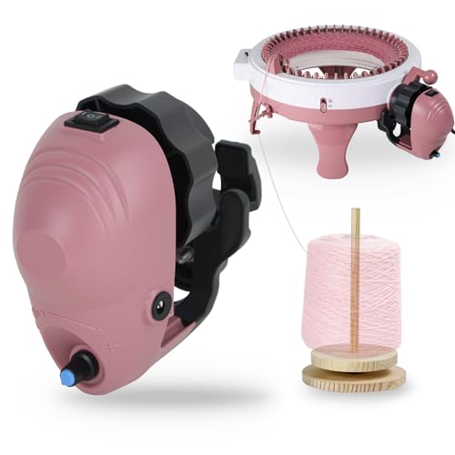 Knitting Machine Adapter with Yarn Holder, Electric Knitting Machines Adapter for Sentro Knitting Machine 40 & 48 Needle, Speed Control & Reverse Knitting (Pink+Yarn Holder)