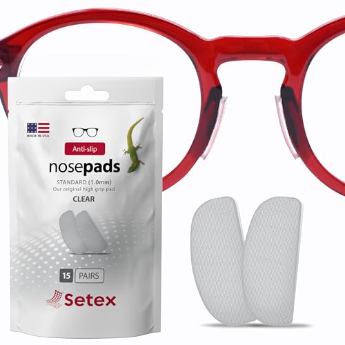 Setex Gecko Grip 1.0mm Anti Slip Nose Pads for Glasses, 15 Pair, Clear | Each Non Slip Nose Pad Has 2,500 Gecko Inspired Micro Fibers, Secures Glasses in Wet, Sweaty and Oily Conditions, Made in USA - color: Bulk Pack 15 Clear Pairs