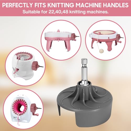 DoubleCare Knitting Machine Adapter, Quick Knit Machine Attachment | with Hexagonal Steel Drill Electric Screwdriver, Compatible with 48/40/22 Needles, DIY Craft Fast Knitting Christmas Hats - size: Accessories-Gray