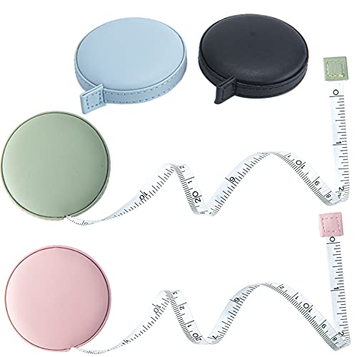 Tape Measure, 4 Pack Soft Measuring Tape Body Waist Tailor Sewing Craft Cloth Fabric Measurement Digital Tape Premium Pocket Measuring Tool Dual Sided Tape Measure Body - color: Multicolored