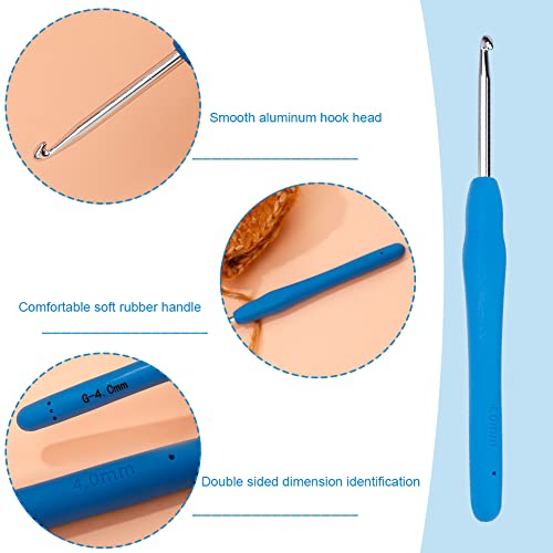 SHWAKK Crochet Hook, 4.0 mm Ergonomic Crochet Needles for Arthritic Hands | Ergonomic Crochet Hooks, Knitting Needles with Soft Handle Beginners and Experienced Hobbyists (4.0 mm) - size: 4.0mm