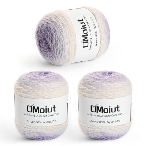 3 Pack Ombre Crochet Yarn Cake - Baby Blanket Yarn for Crocheting Soft - 20% Nylon 80% Acrylic Amigurumi Yarn - 570g/20.1oz Gradient Yarns for Crocheting &Crafts(3 Purple) - color: 3 Purple
