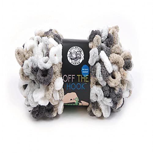(1 Skein) Lion Brand Yarn Off the Hook Bulky No Needle Yarn, Snowy Cosmo | Jumbo Finger Knitting & Crochet Craft Fiber for Beginners, Kids, Classrooms, Create Blankets, Pillows, Stuffed Animals - color: Snowy Cosmo, size: 1 Pack