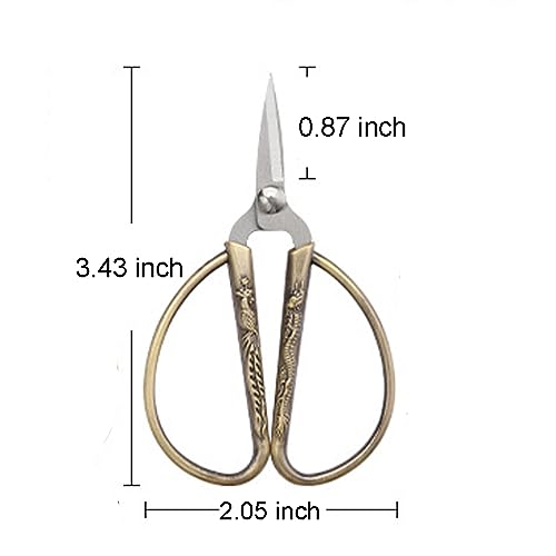3.3-inch Small Sewing Embroidery Scissors, Stainless Steel Little Scissors Sharp Tip Detail Shears for Sewing Crafting, Art Work, Cross Stitch Cutting, Handcraft, Needlework DIY Tools Brassy - color: Brassy