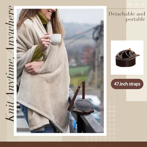 Wrist Yarn Holder - Portable Wooden Yarn Holder with Leather Wristband and Shoulder Strap, Yarn Spinner and Ball Minder Stand for Crocheting, Knitting Accessories Organizer(B) - color: B