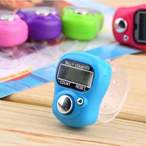 Jinshining Electronic Finger Counter Display Counter LED Digital Row Counter, Handheld Number Click Counter, Electronic Finger Counter Hand Tally Counter with Ring for Counter Counters Accessories - color: bule