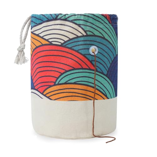 Yarn Bag, Small Knitting Crochet Bag, Portable Yarn Storage Bags Organizer for Crocheting Project, Store Skein Ball, Short Knitting Needle (Small, Color Arc) - color: Color Arc, size: Small