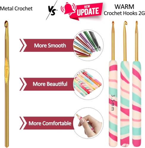 Coopay Warm Crochet Hook, Comfortable Crochet Hooks Set-Bright Fruit | Cute Crochet Needles for Crocheting Aluminum Soft Grip for Mum, Ergonomic Knitting Hook for Yarn Craft for Crochets Beginner - color: Bright Fruit