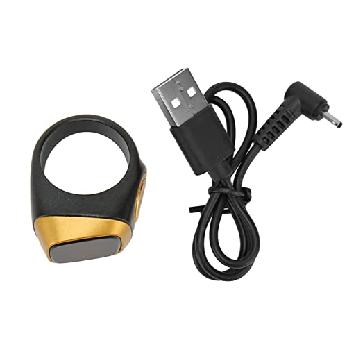 Digital Tally Counter Ring, 20mm, Black | Smart Counter with Vibration Reminder & Mini LCD Screen, Resettable, for Muslim Azan Alarm Clock