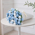 Ivydale Crochet Flower Bouquet Throw Blanket with Blue Rose - color: Blue Tulip