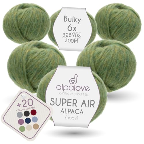 Super Air Bulky Yarn, Air-Spun Alpaca Fiber, Lightweight, 4 Skeins, 328 Yards, Linden Blossom Melange - color: HF283 Linden Blossom melange, size: Bulky - 54 yd. per Ball