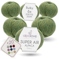 Super Air Bulky Yarn, Air-Spun Alpaca Fiber, Lightweight, 4 Skeins, 328 Yards, Linden Blossom Melange - color: HF283 Linden Blossom melange, size: Bulky - 54 yd. per Ball