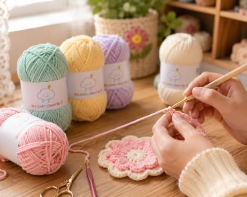 Skinny Chenille Yarn for Crocheting,Baby Yarn for Crocheting Soft,2 Pack 3.5 oz/218.7 yds Fingering Weight Velvet Yarn,Fluffy Amigurumi Yarn for Baby Blankets/Clothes&Crafts(2 Light Purple) - color: [2 Light Purple]