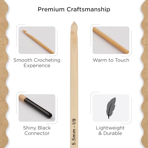 Knitter’s Pride Bamboo Luxe Afghan/Tunisian Crochet Hook - US I(5.5mm) - size: 5.50mm
