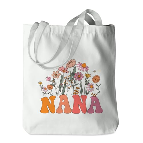 Grandma Gifts Tote Bag Birthday Mothers Day Retirement Gifts for Women Mama Nana Mimi Shoulder Bag Reusable Grocery Bags - color: Nana