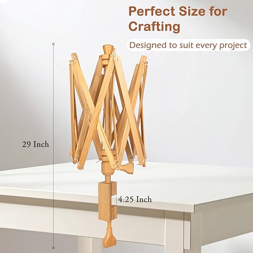 Wooden Yarn Umbrella Swift Winder - Rosewood Yarn Skein Holder - Yarn Swift Winder for Crocheting & Knitting (Beachwood Umbrella Swift) - color: Beachwood Umbrella Swift